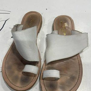 Free People sant antoni women's white leather toe loop slide flat sandal size 36